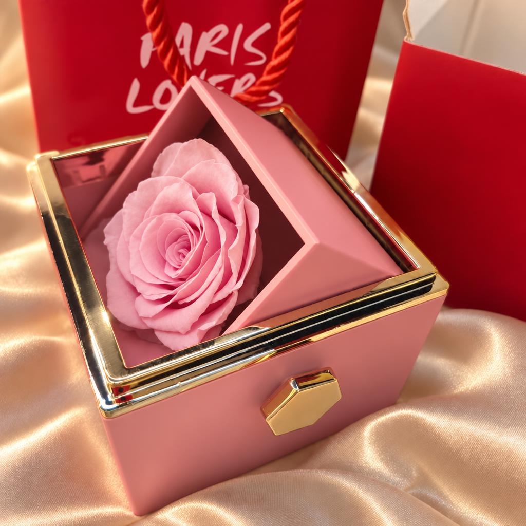 Coffret Rose Éternelle rose – coffret rose et cadre doré | Paris Lovers